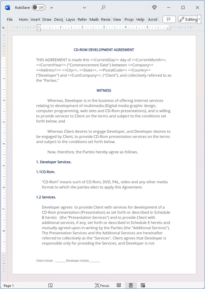 CD-ROM Development Agreement (UK)