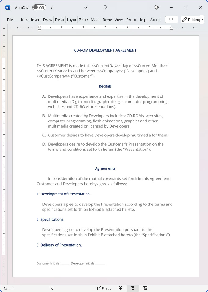 CD-ROM Development Contract (US)