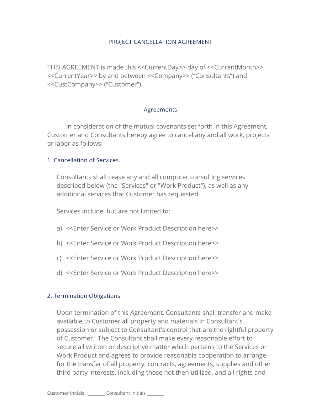 Contract Dissolution Agreement
