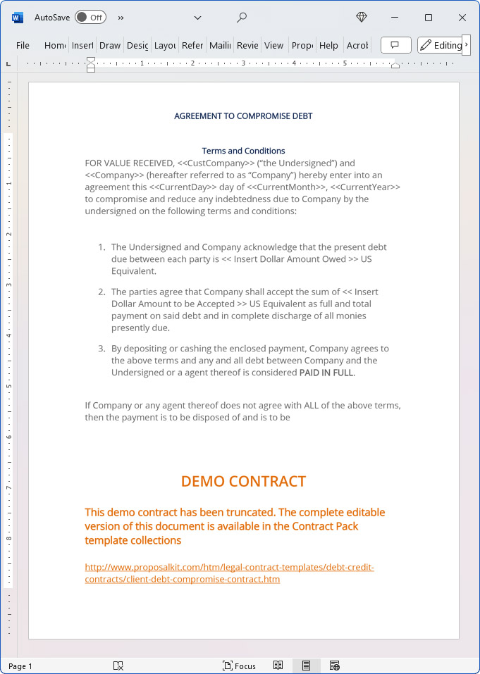 Client Debt Compromise Contract