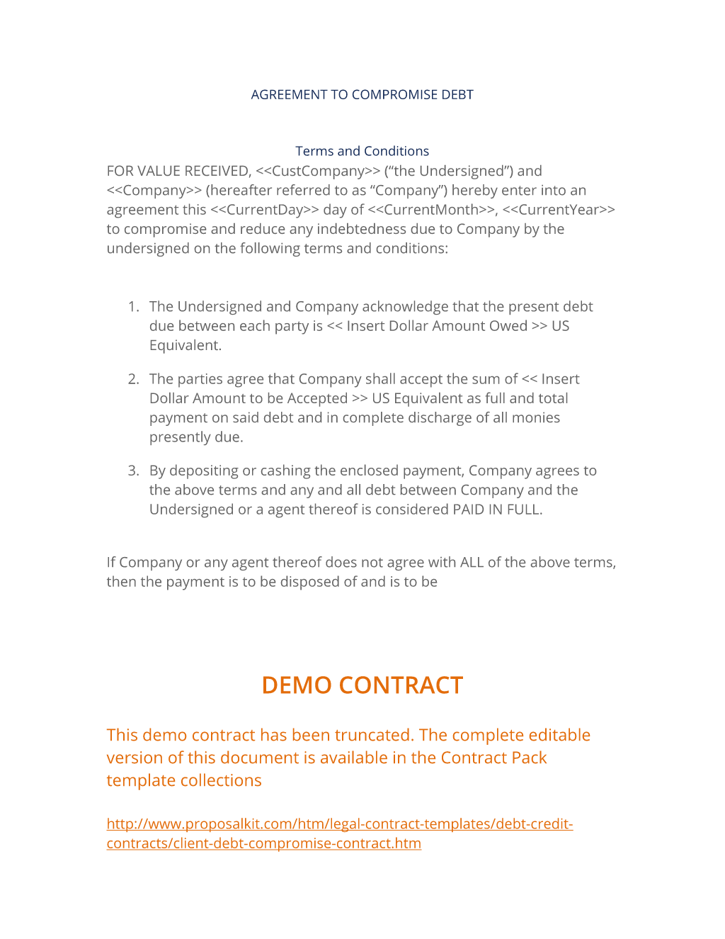 Client Debt Compromise Contract