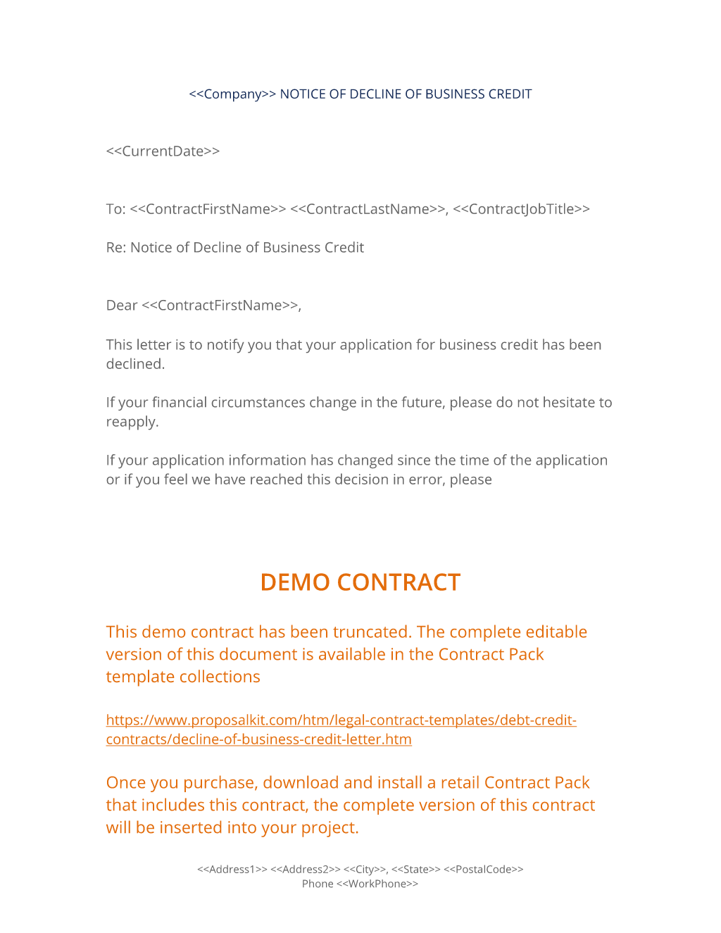 Change Of Contract Letter Template