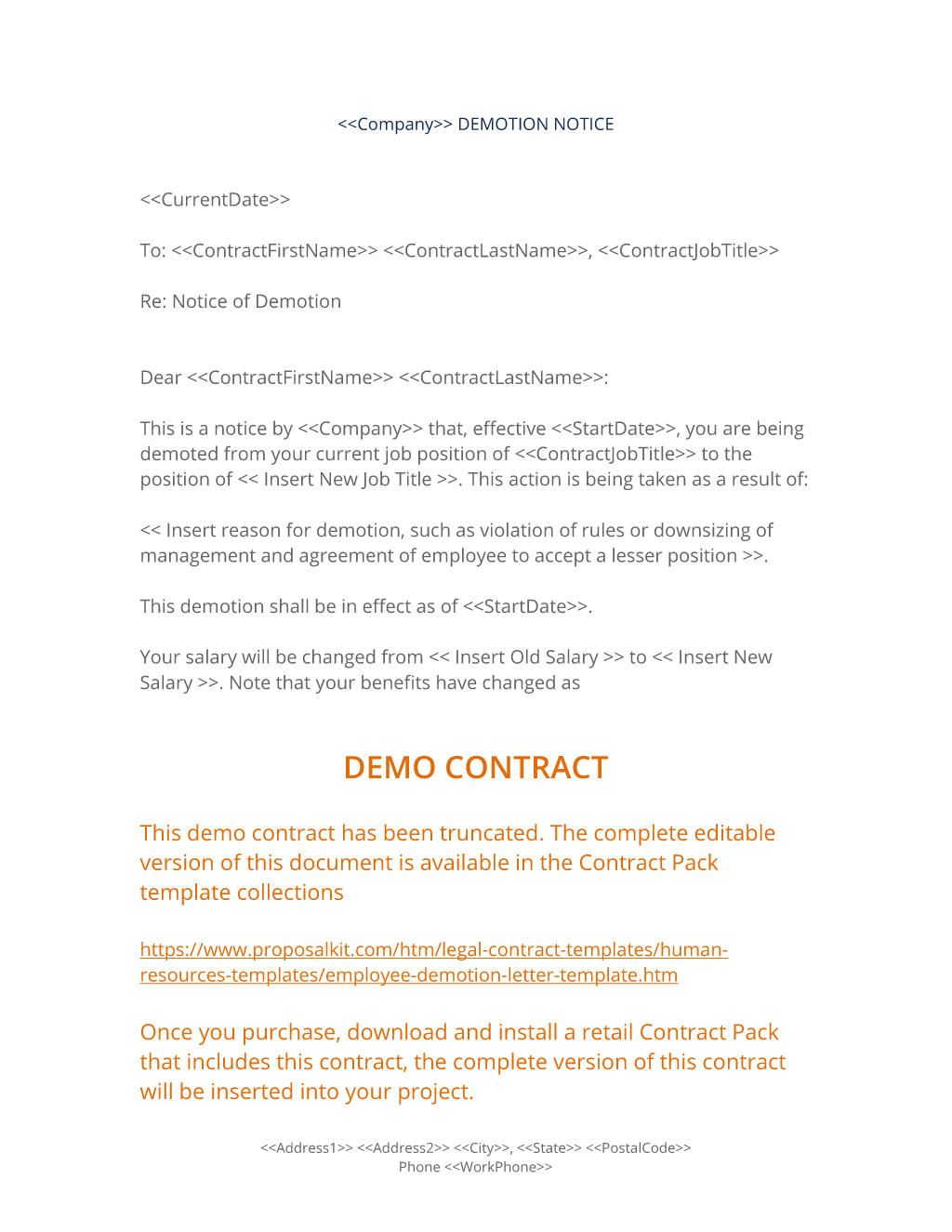 Change Of Position Letter To Employee from www.proposalkit.com