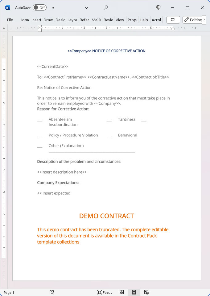 Employee Notice of Corrective Action Employee Notice of Corrective Action