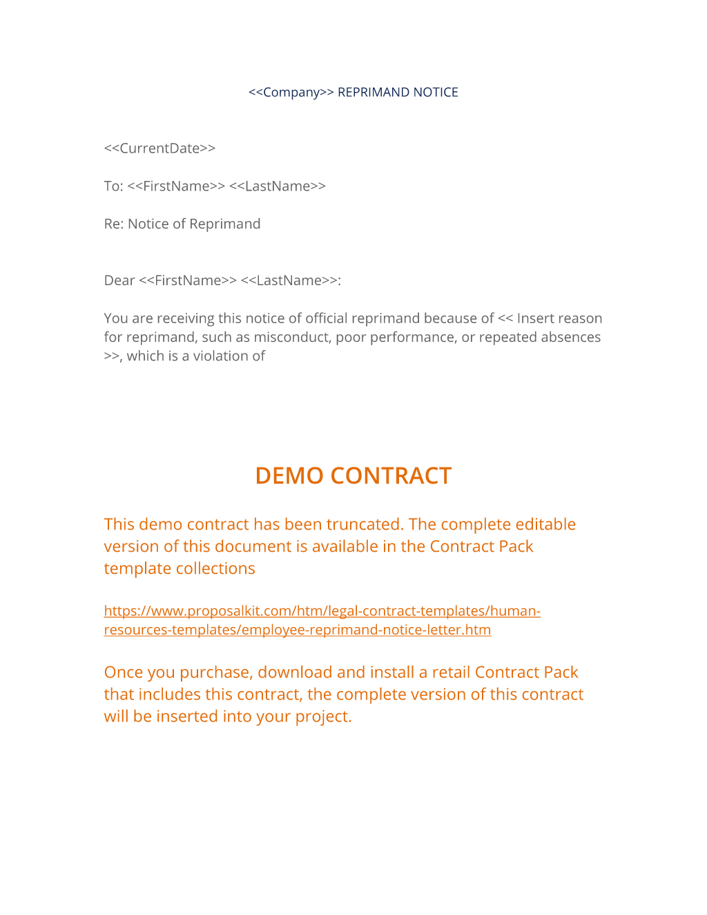 Write Up Letter For Employee Sample from www.proposalkit.com