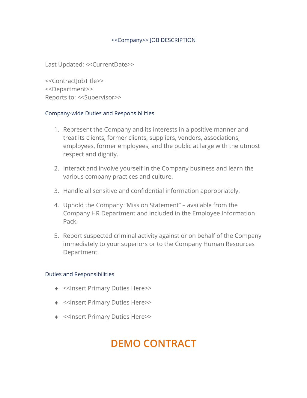 Pany Job Description Form 3 Easy Steps