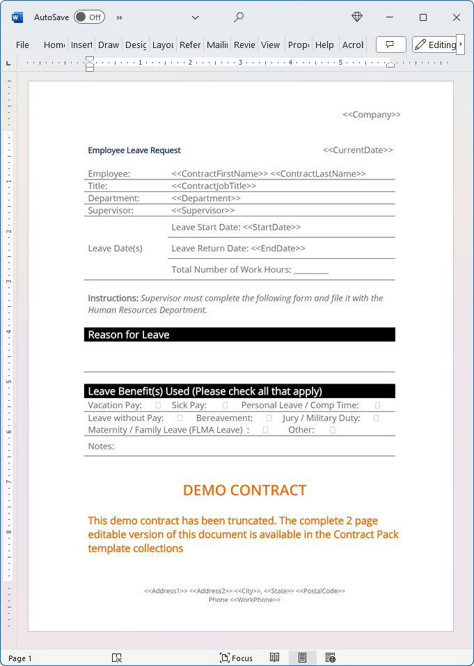 Employee Leave Request Form