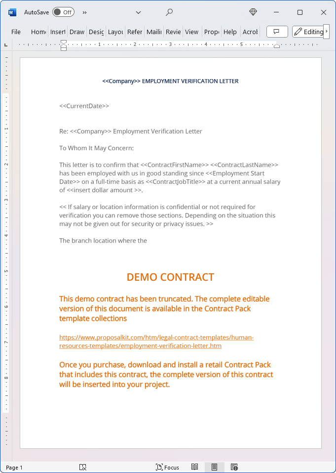 Employment Verification Letter