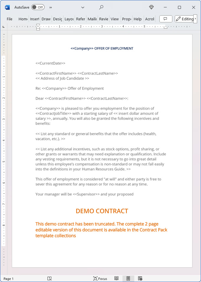 Offer of Employment Letter