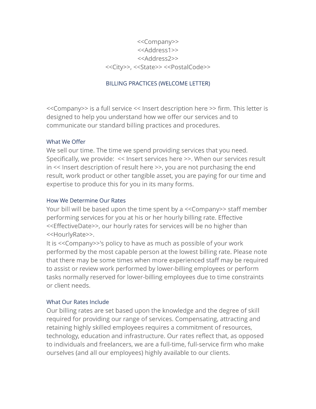 Engagement Welcome Letter (Verbose)