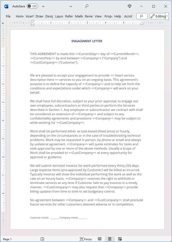 Engagement Letter with Services Agreement Engagement Letter with Services Agreement