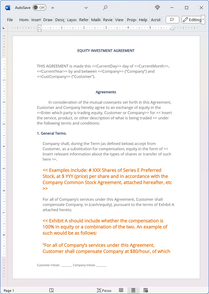 Equity Investment Contract