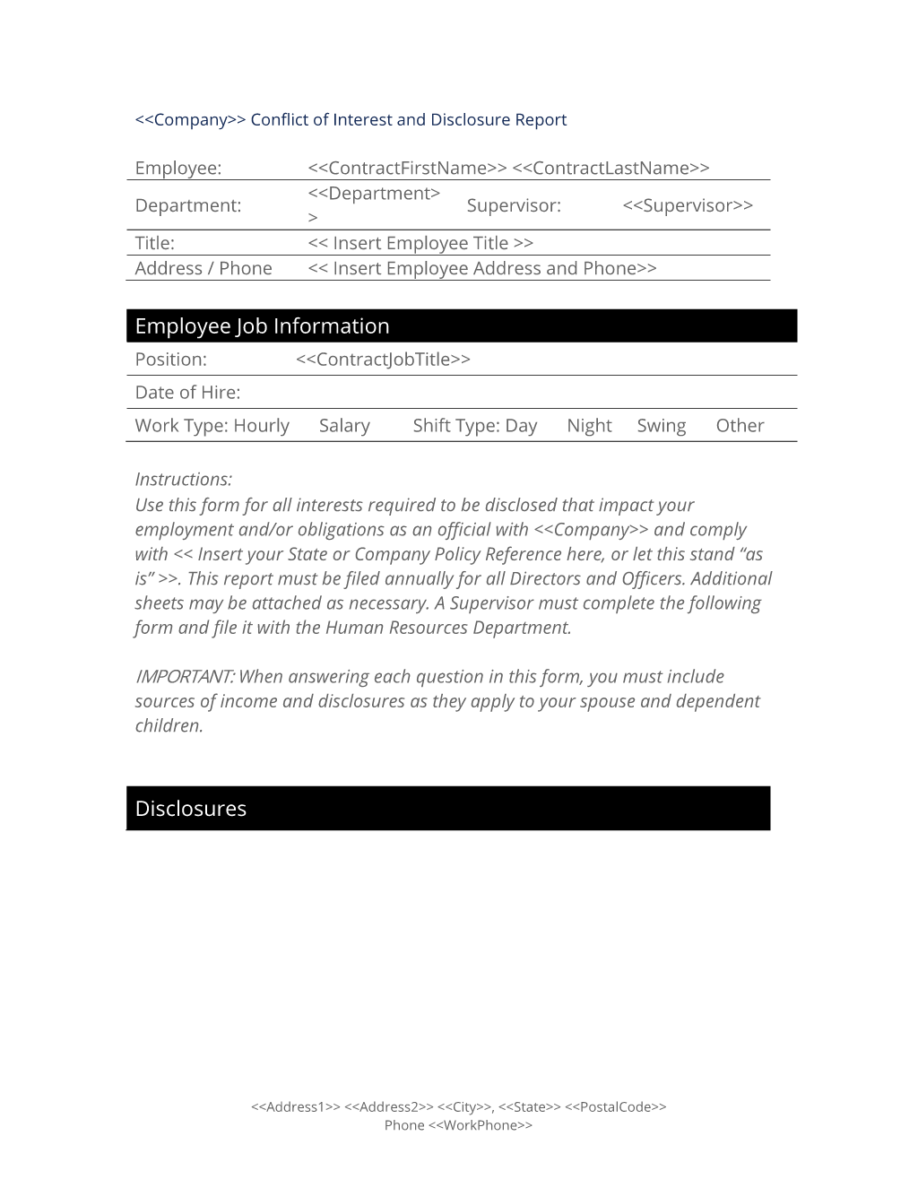 Financial Conflict of Interest Report