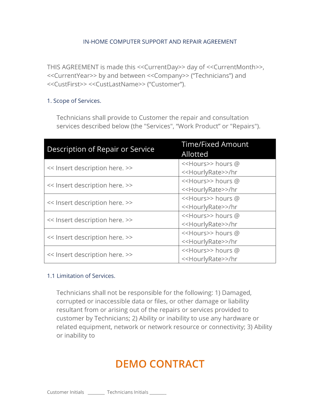 Hardware Support Agreement Template