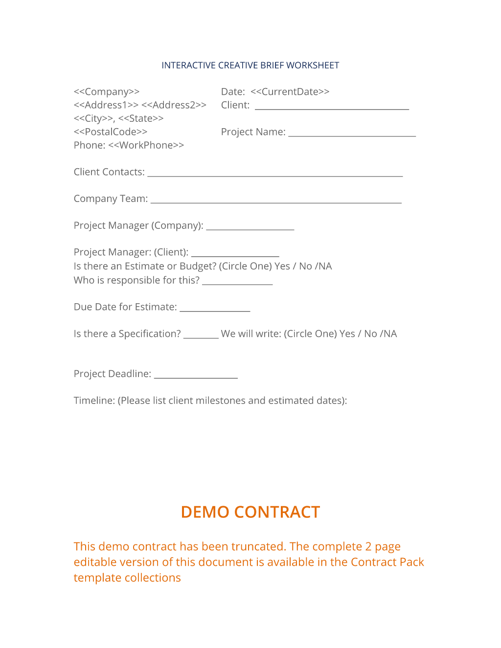 Interactive Creative Brief Worksheet