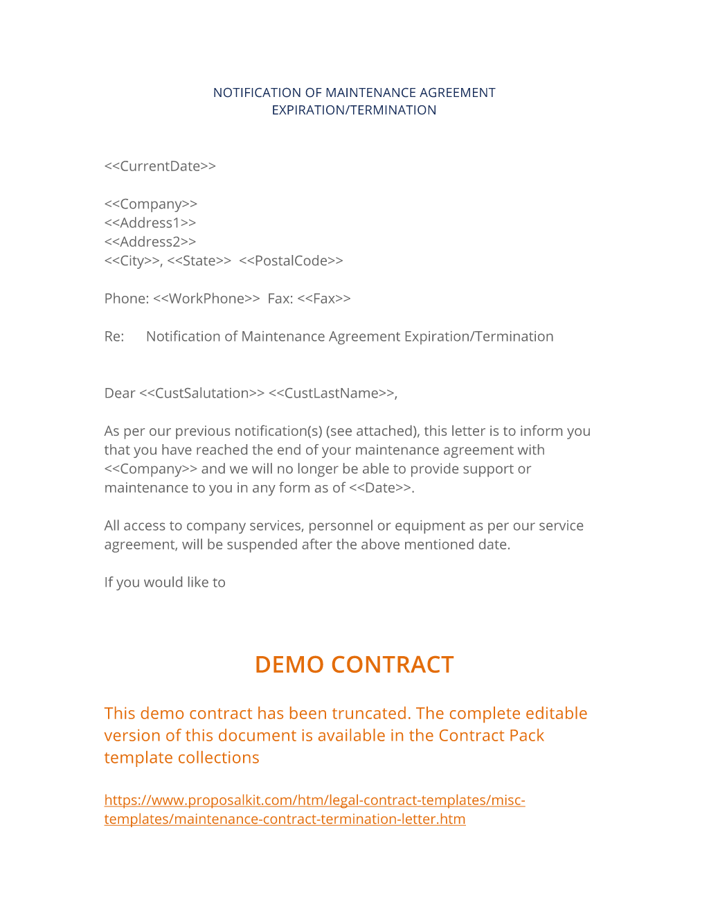 Sample Of End Of Contract Letter from www.proposalkit.com