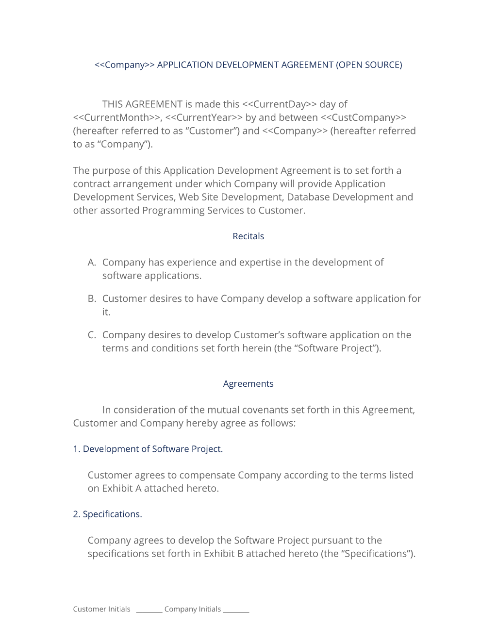 Open Source Application Development Agreement