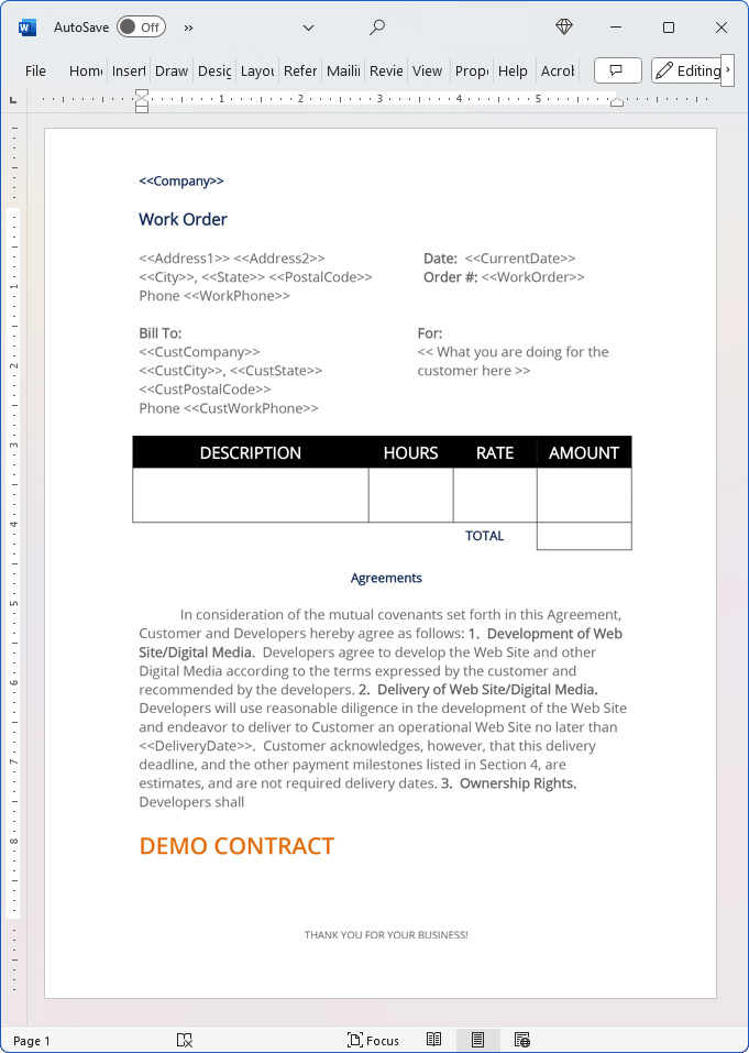 Project Development Short Form Contract