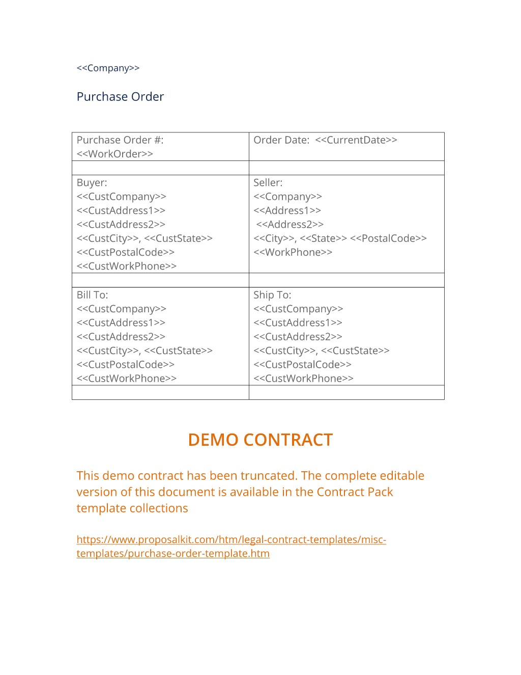 Purchase Order Template