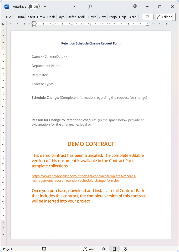 Record Retention Schedule Change Form