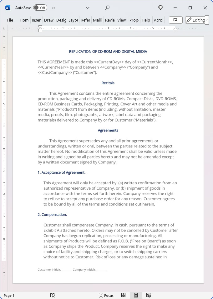 CD-ROM Replication Contract