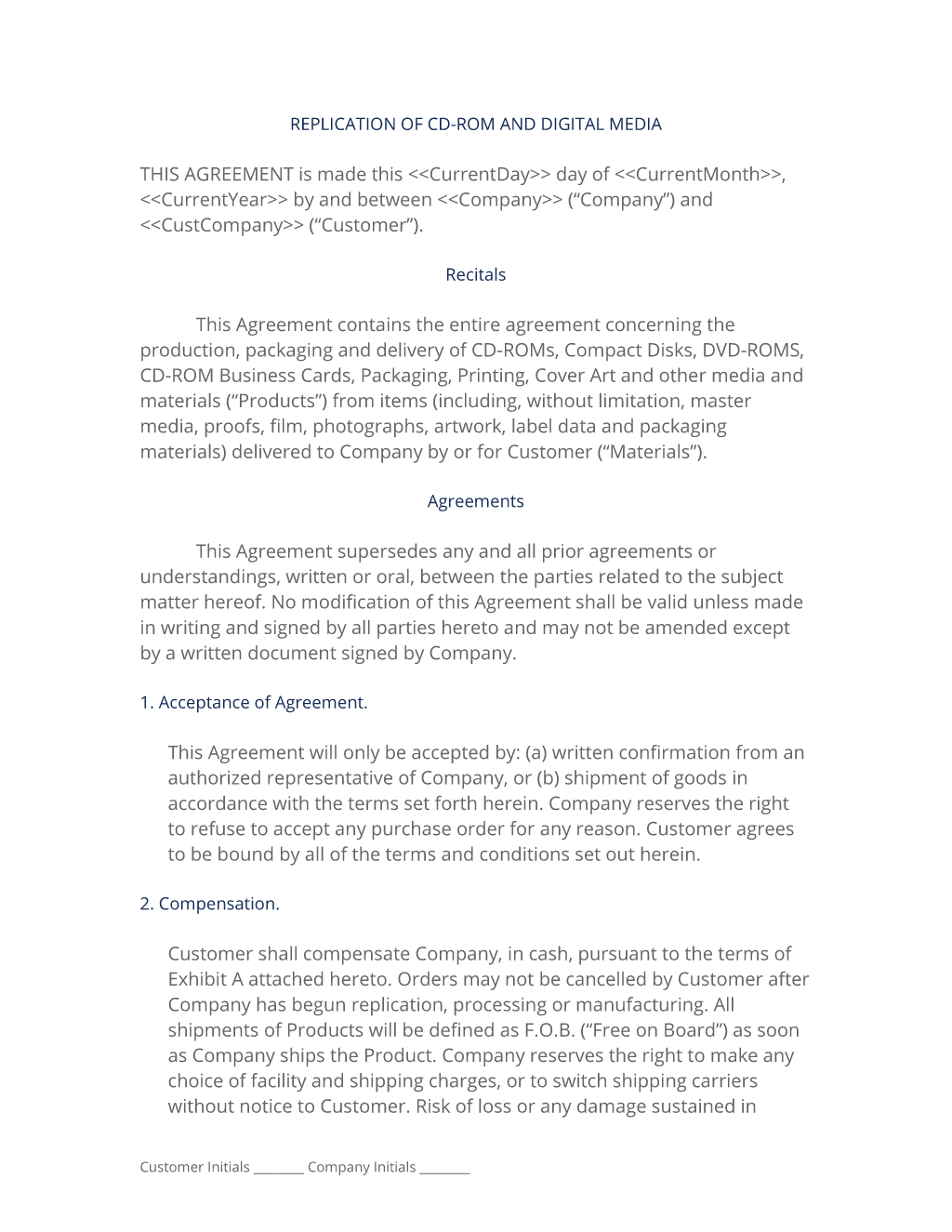 CD-ROM Replication Contract
