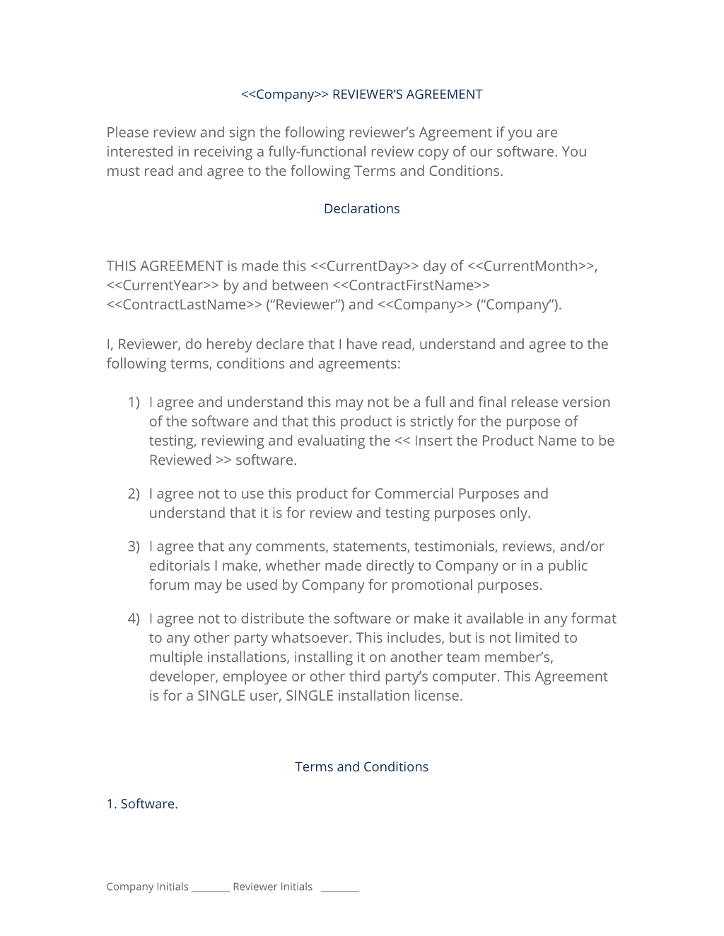 Software Reviewers Contract