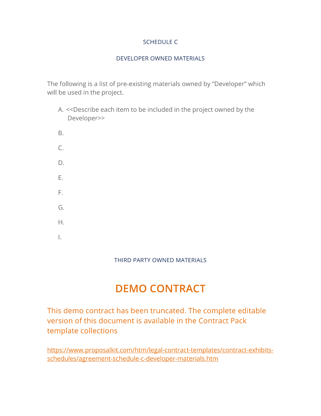 Schedule C (Developer Materials) (Can/UK/Aus) Schedule C (Developer Materials) (Can/UK/Aus)