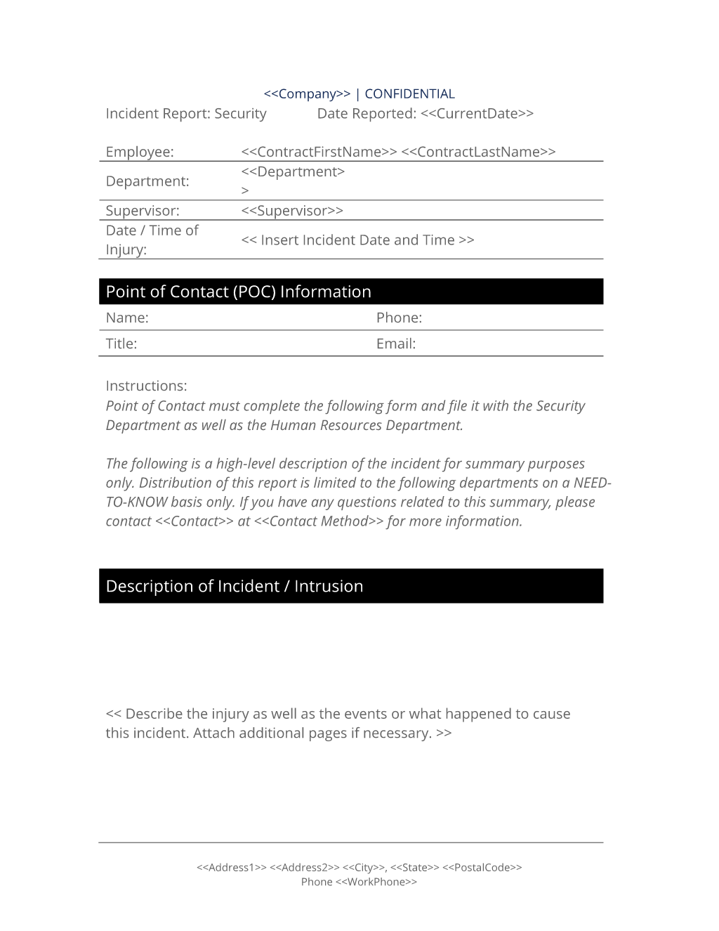 Security Breach Report Form