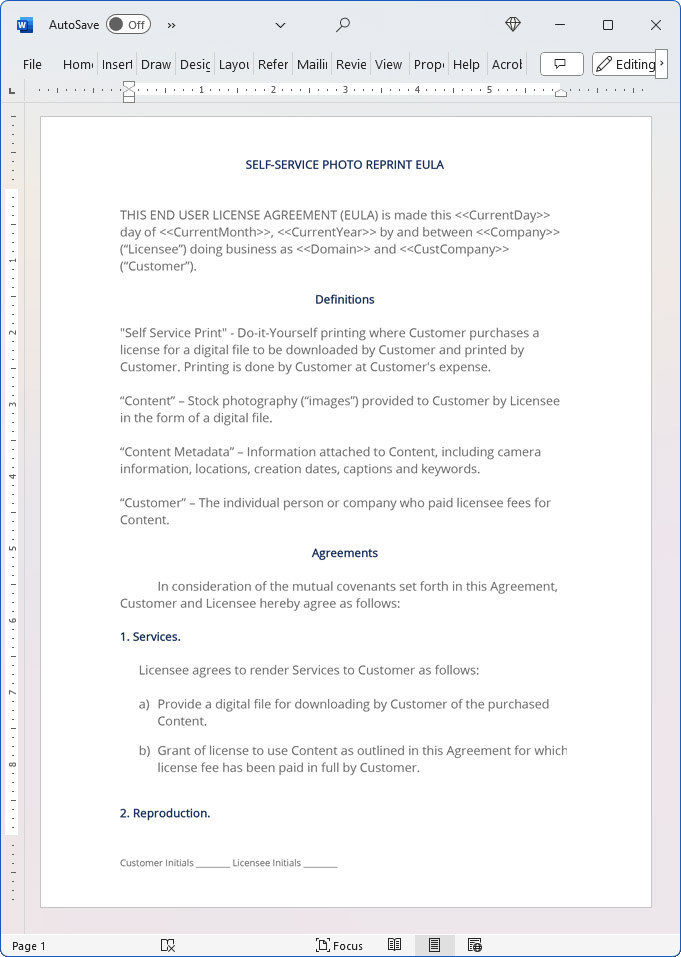 Self Service Photo Reprint EULA