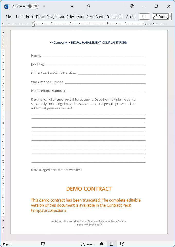 Sexual Harassment Complaint Form