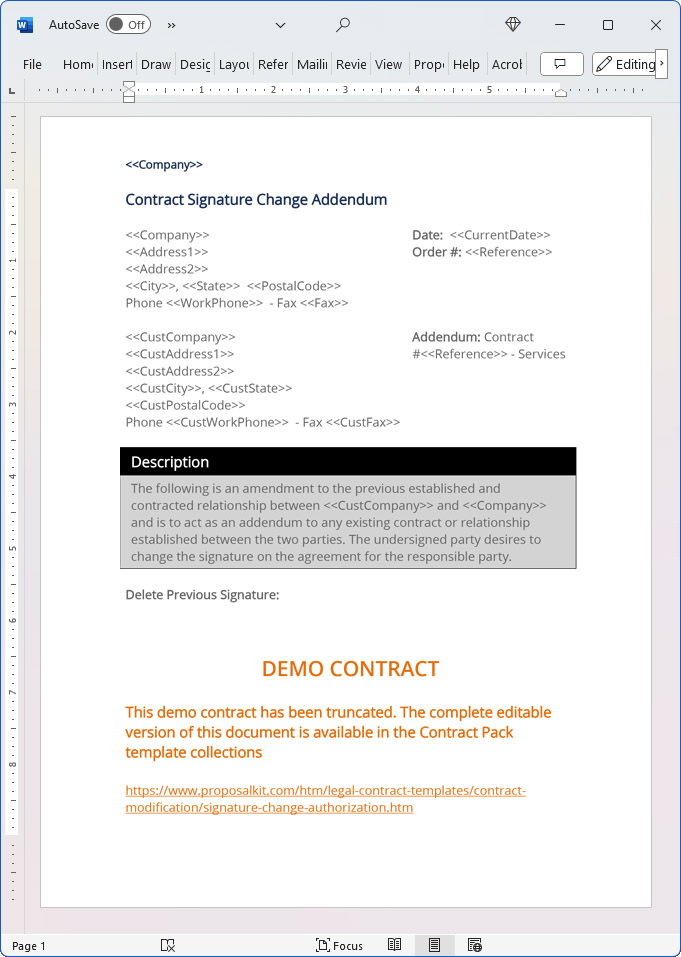 Contract Signature Change Authorization