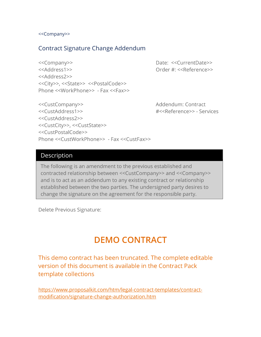 Contract Signature Change Authorization