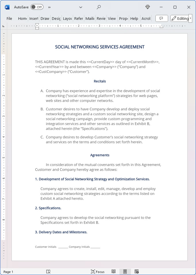 Social Networking Services Contract