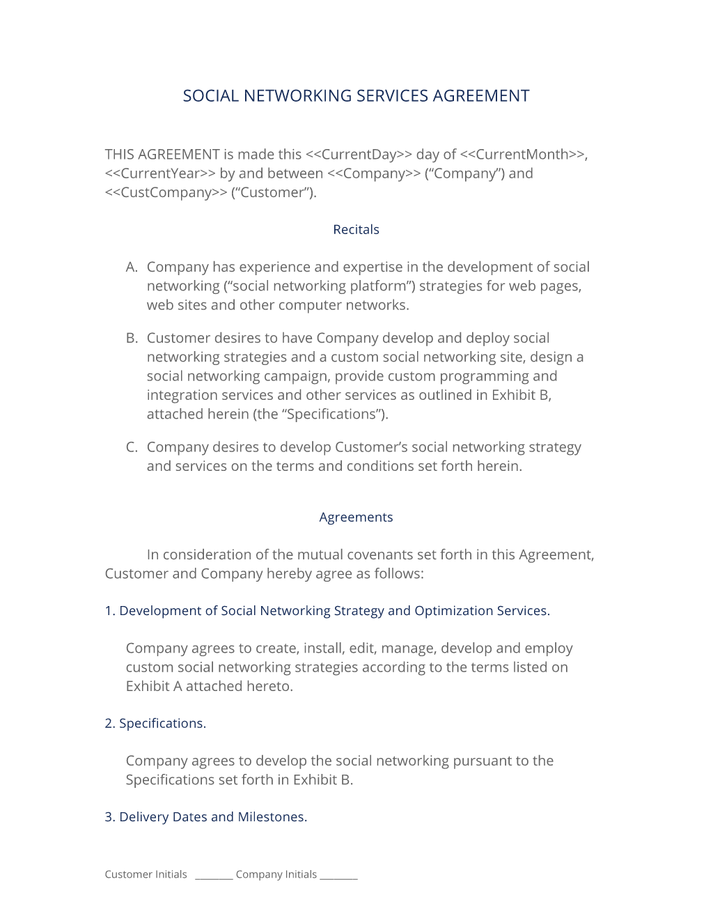 Social Networking Services Contract