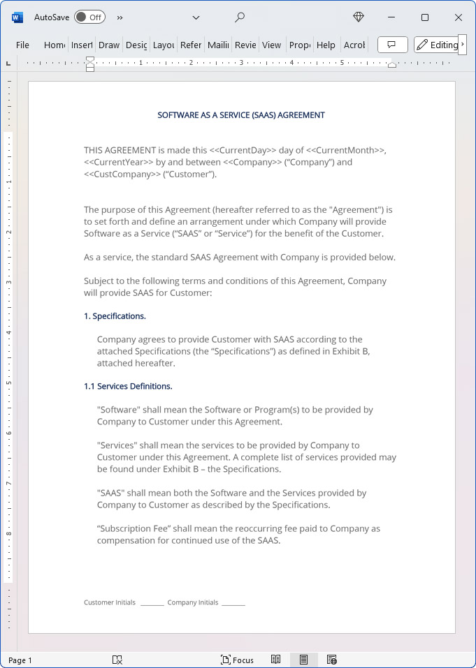 SAAS Software as a Service Agreement