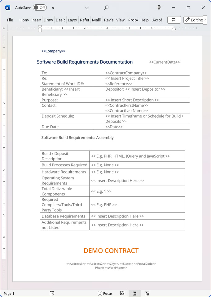 Software Build Requirements