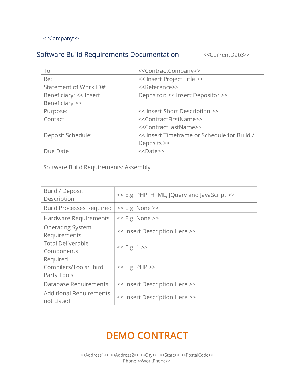 Software Build Requirements