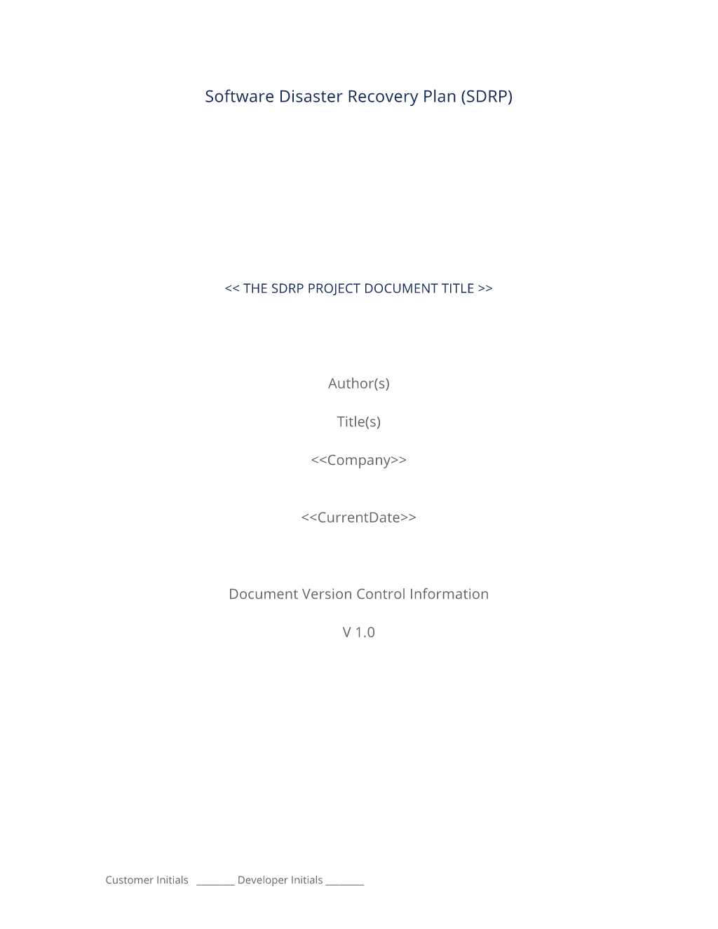 Software Disaster Recovery Plan