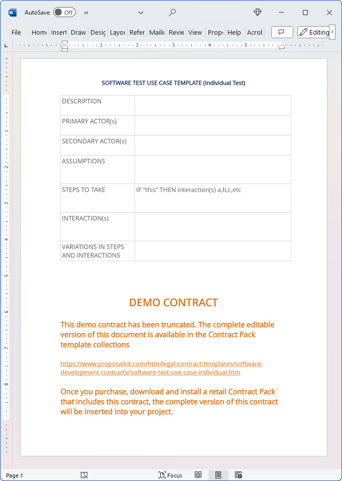 Software Test Use Case (Individual)