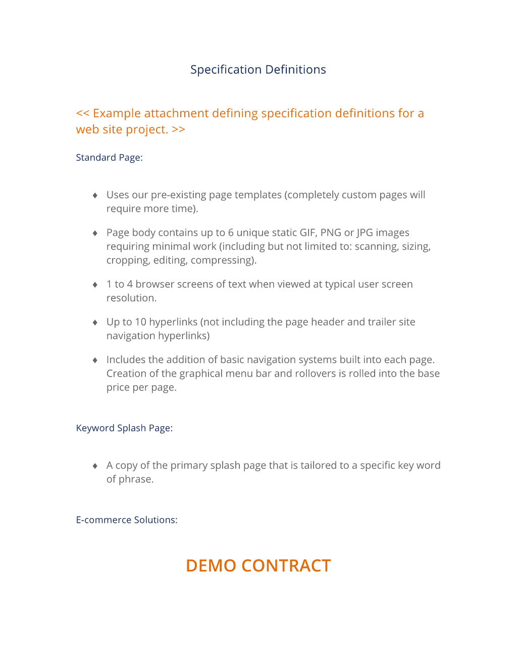 Contract Specifications Definitions