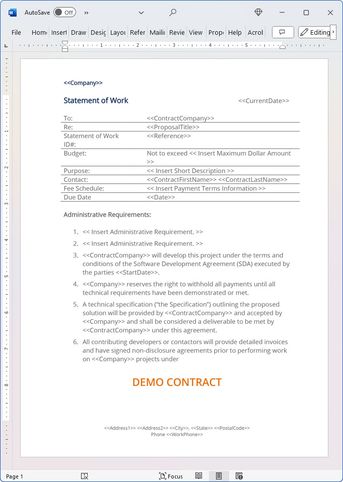 Statement of Work Template