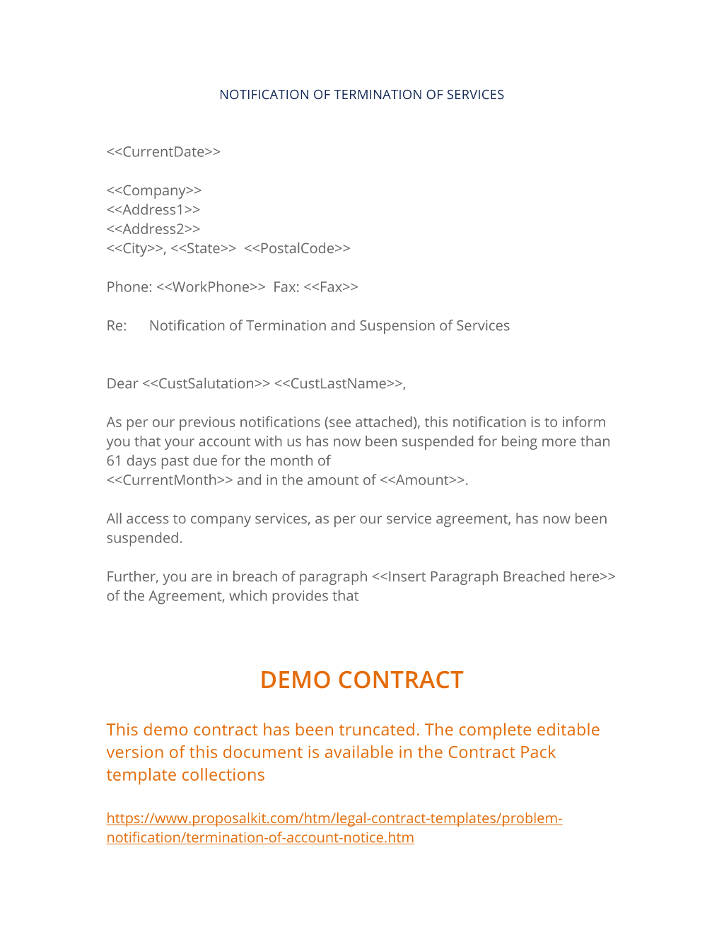 Termination of Account Notice
