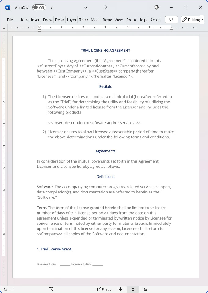 Software Trial License Agreement