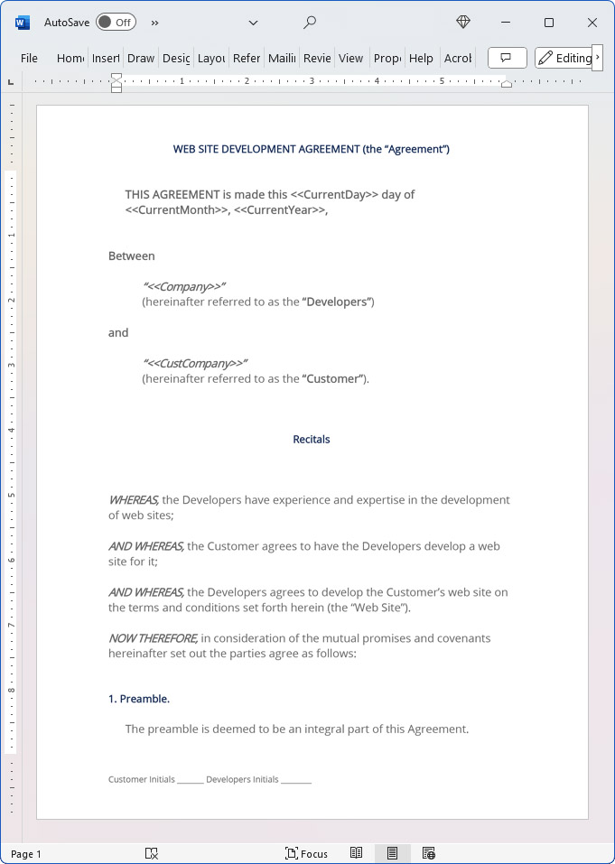 Web Development Contract (Client Centered) (Quebec)