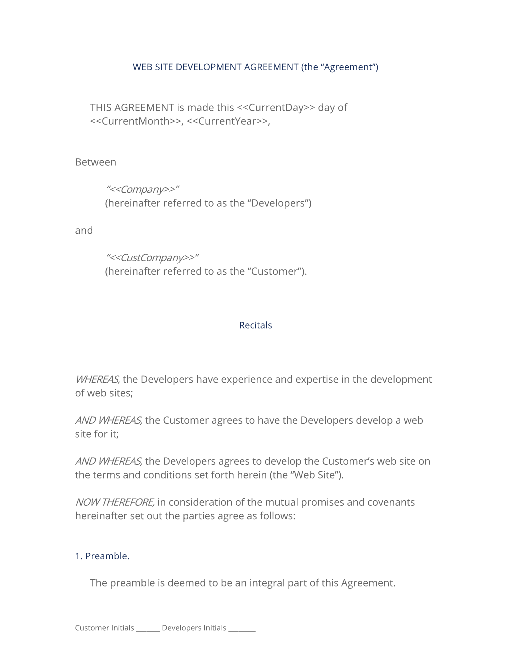 Web Development Contract (Client Centered) (Quebec)
