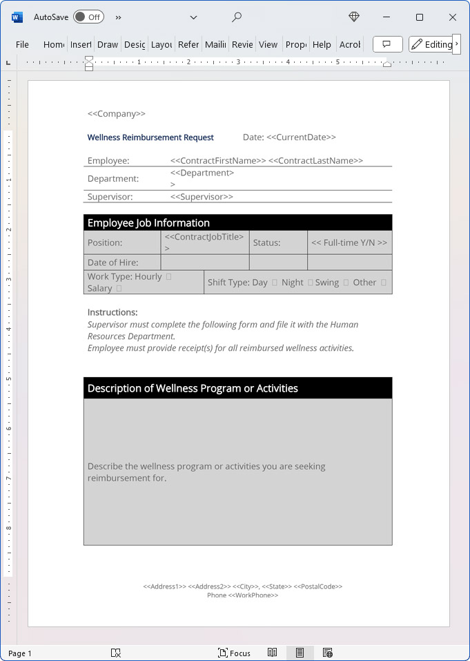 Wellness Reimbursement Request