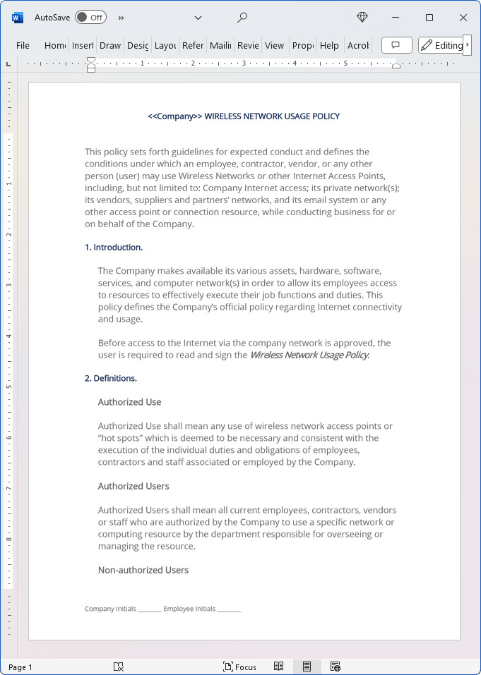 Wireless Networking Usage Policy