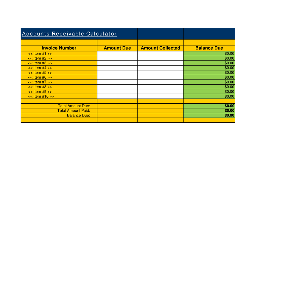 Accounts Receivable Calculator