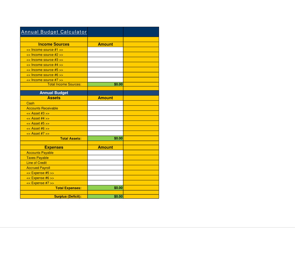 Annual Budget Calculator